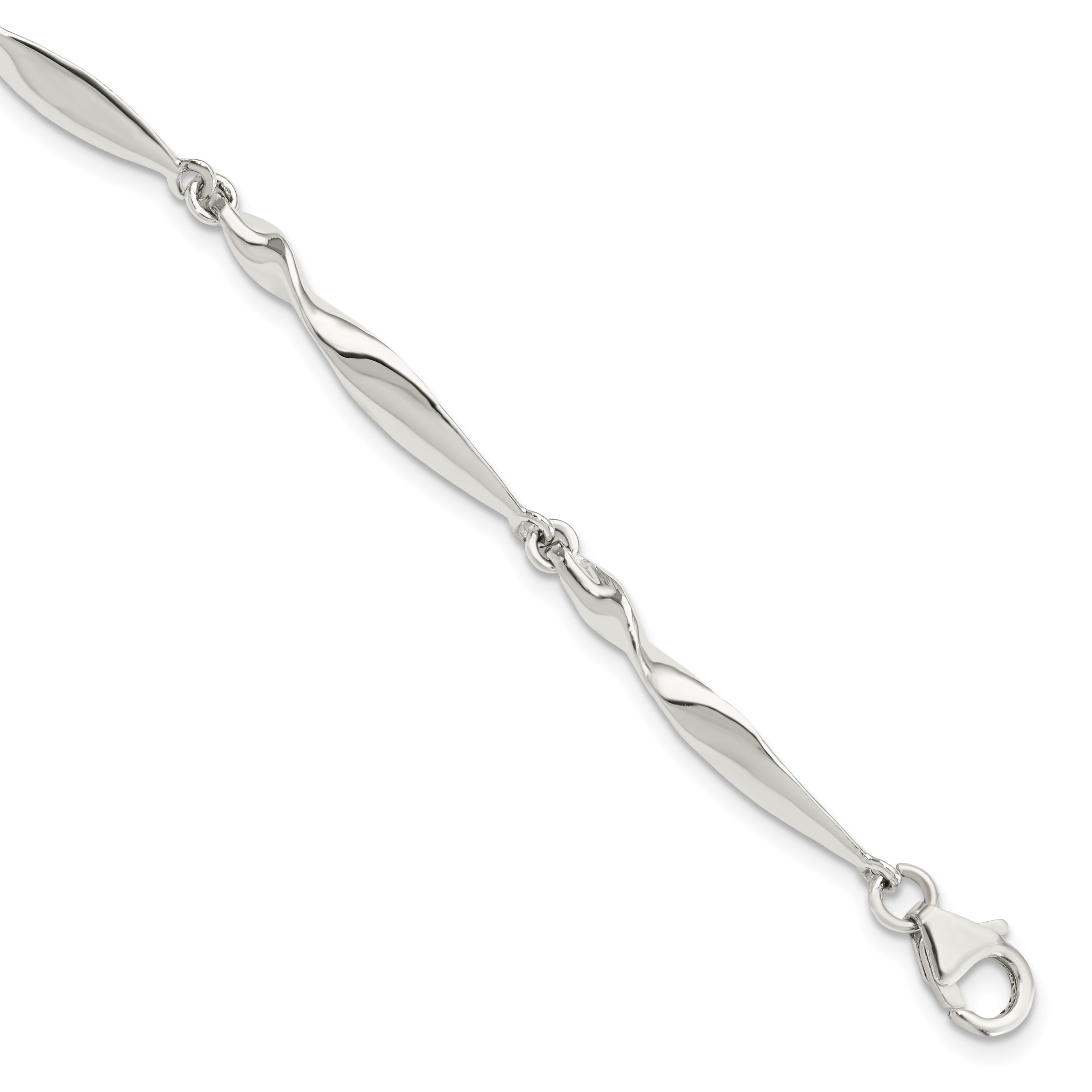 Sterling Silver Polished Twisted Bar 6.5in Bracelet (QG5828-6.5)