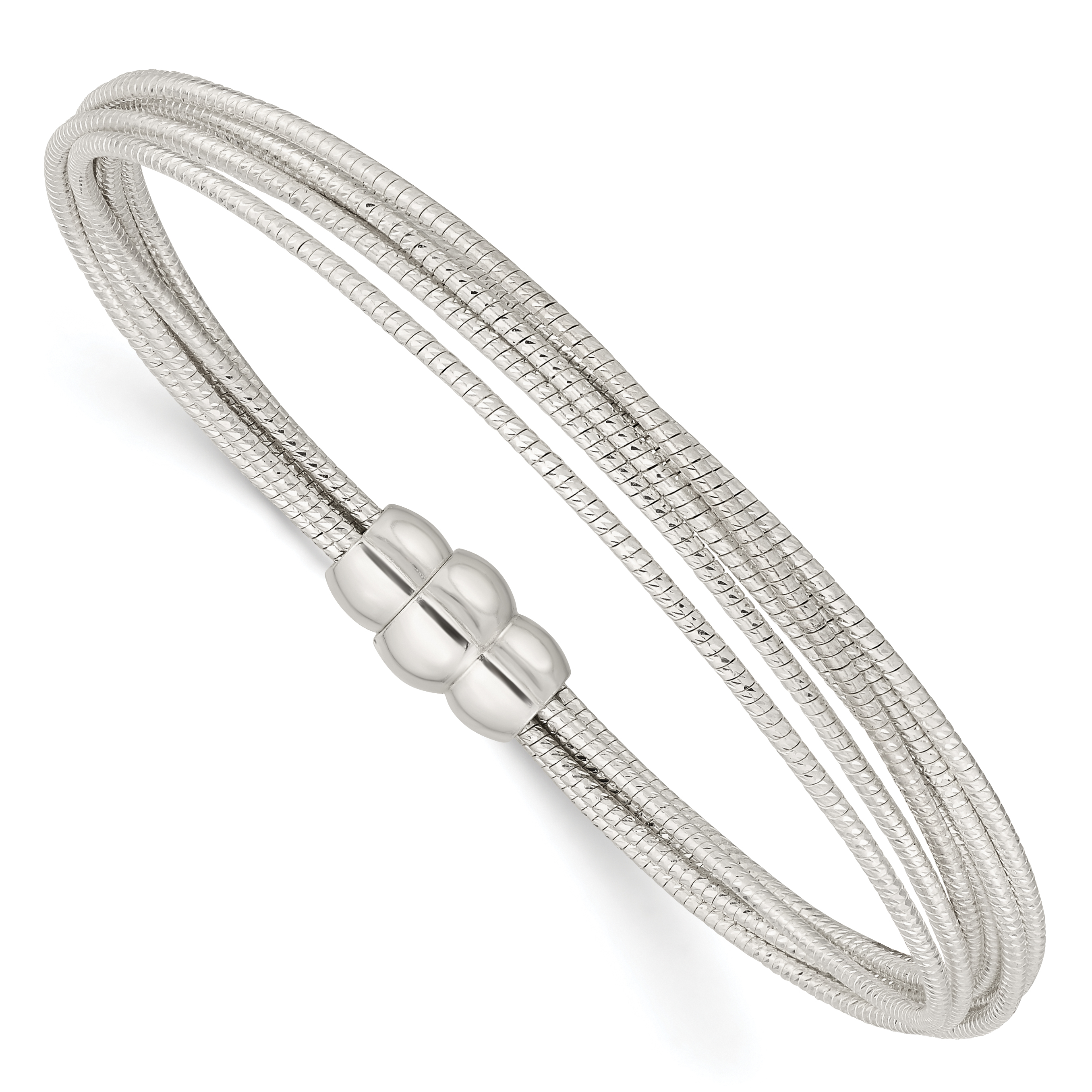 Sterling Silver Diamond-cut Multiple Strand Bracelet (QG5829-7.25)