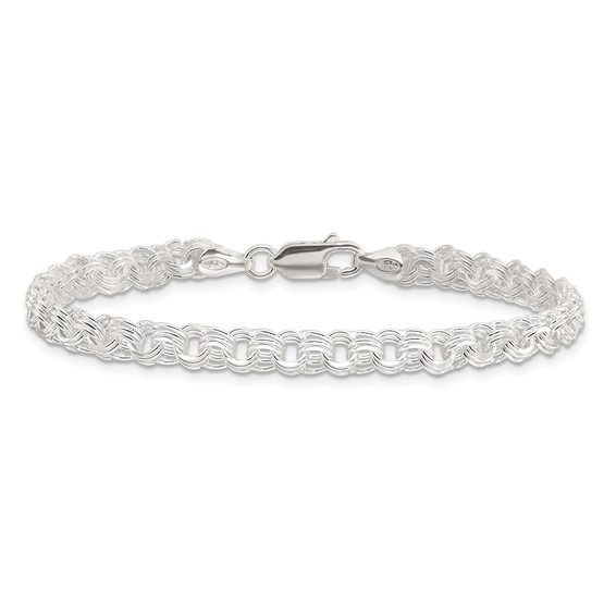 Sterling Silver Polished 5mm Triple Rolo Charm Bracelet