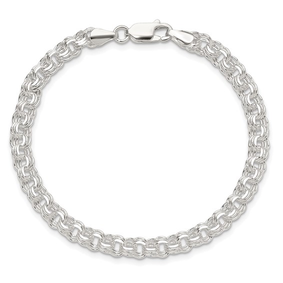 Sterling Silver Polished 5mm Triple Rolo Charm Bracelet