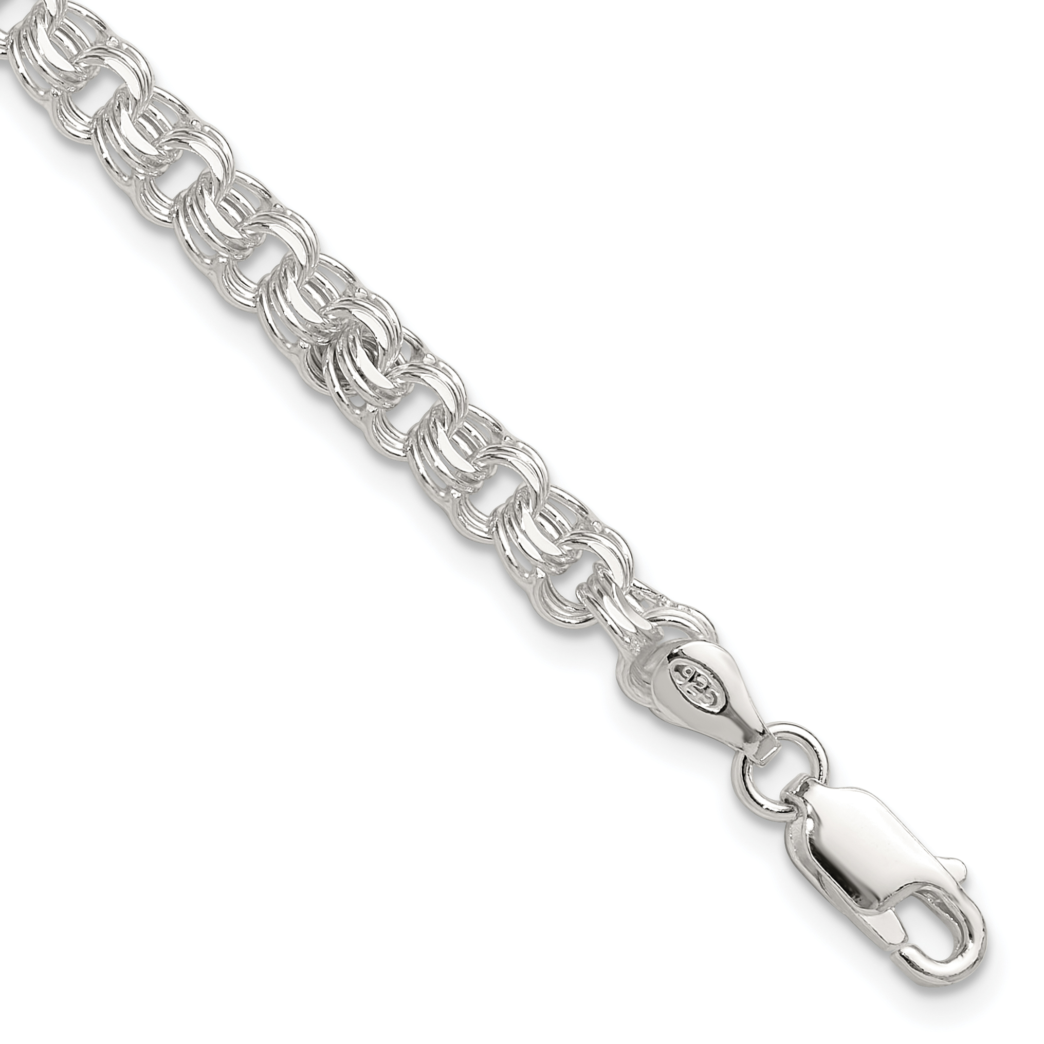 Sterling Silver Polished 5mm Triple Rolo Charm Bracelet (QG5830-7)