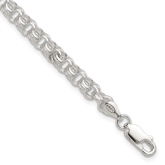 Sterling Silver Polished 5mm Triple Rolo Charm Bracelet