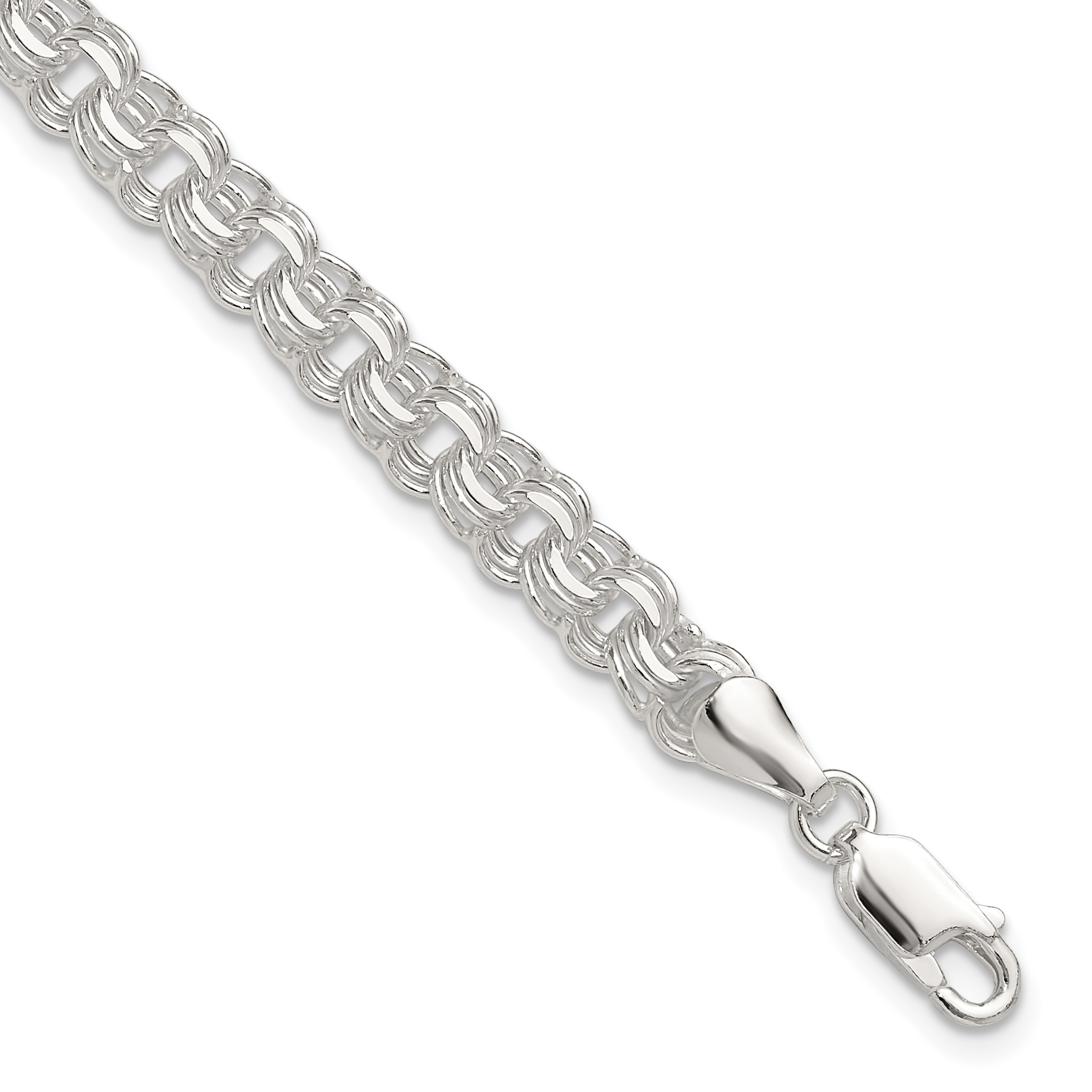 Sterling Silver Polished 6mm Triple Rolo Charm Bracelet (QG5831-7)