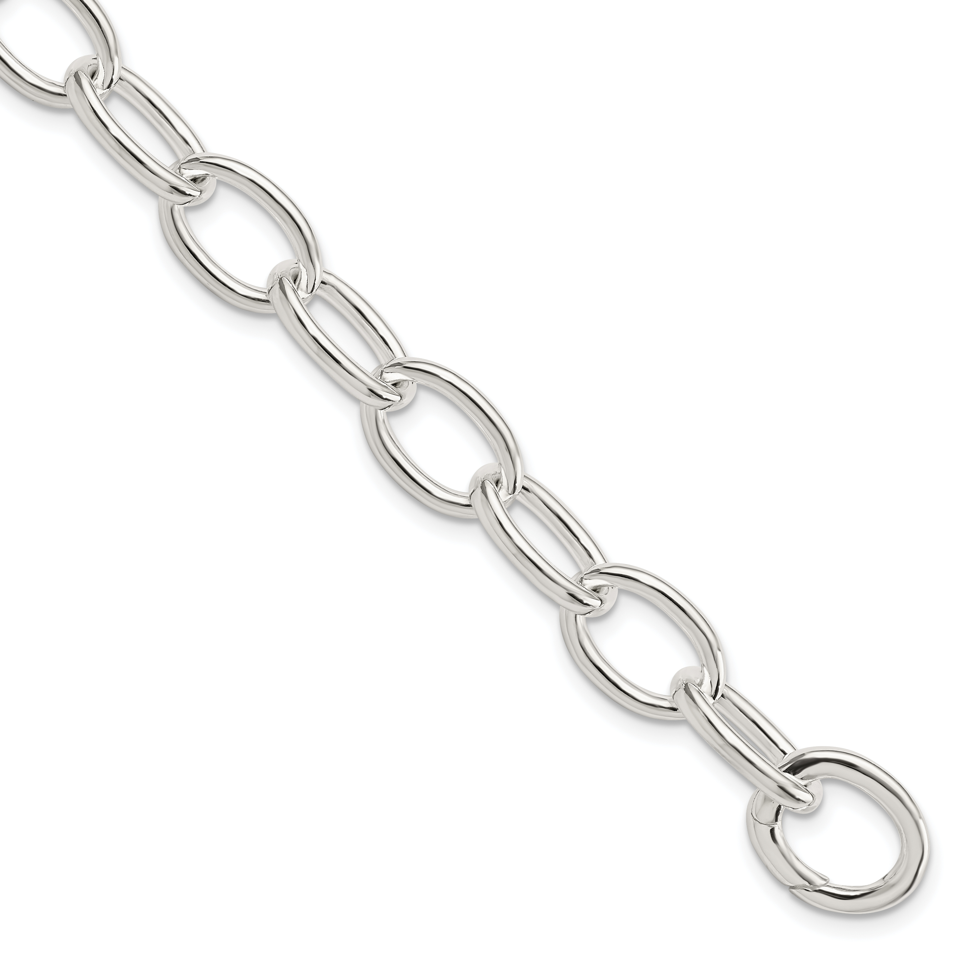 Sterling Silver Rhodium-plated Polished Fancy Link Bracelet (QG5833-7)