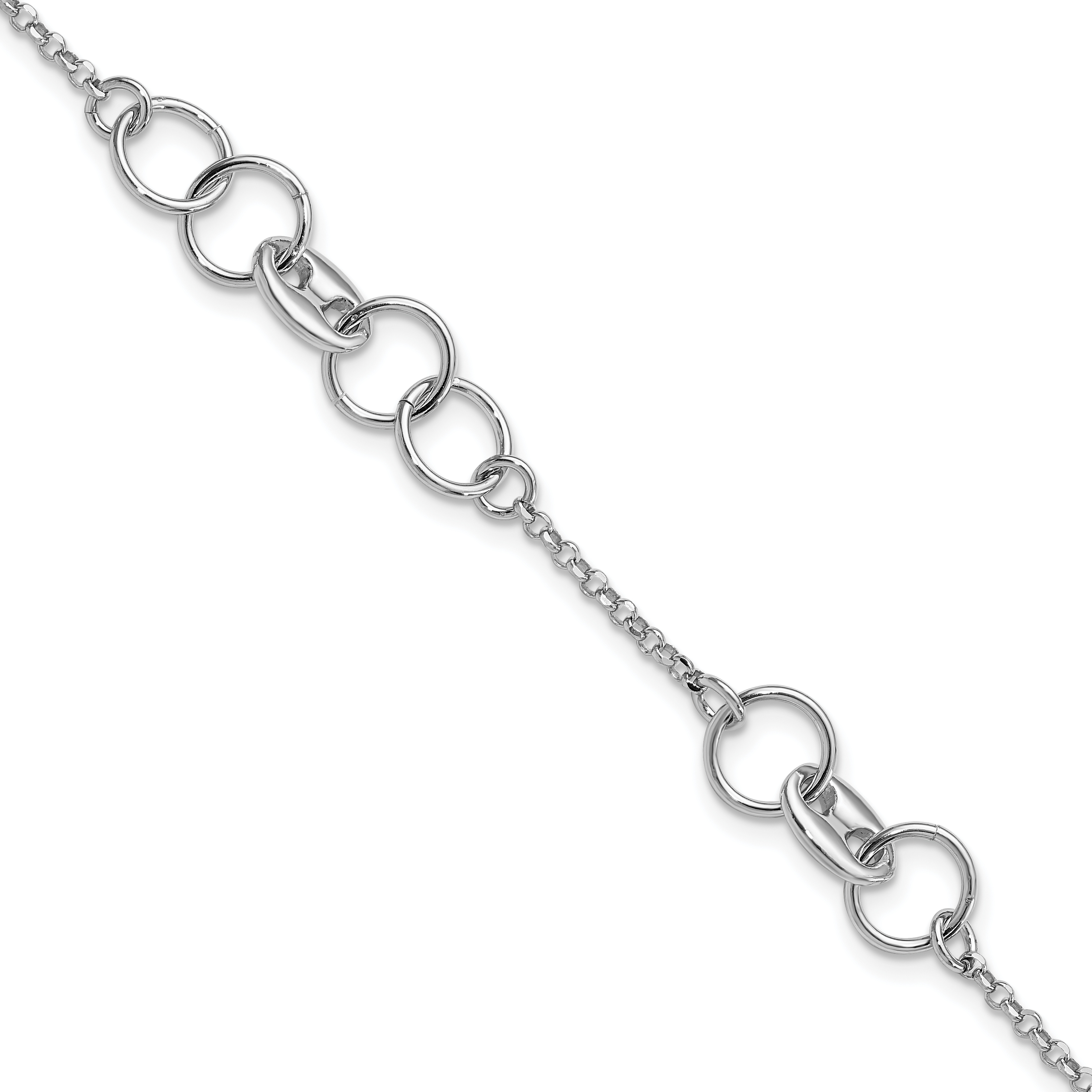 Sterling Silver Rhodium-plated Fancy Circles w/.5 in Ext Bracelet (QG5843-6.5)