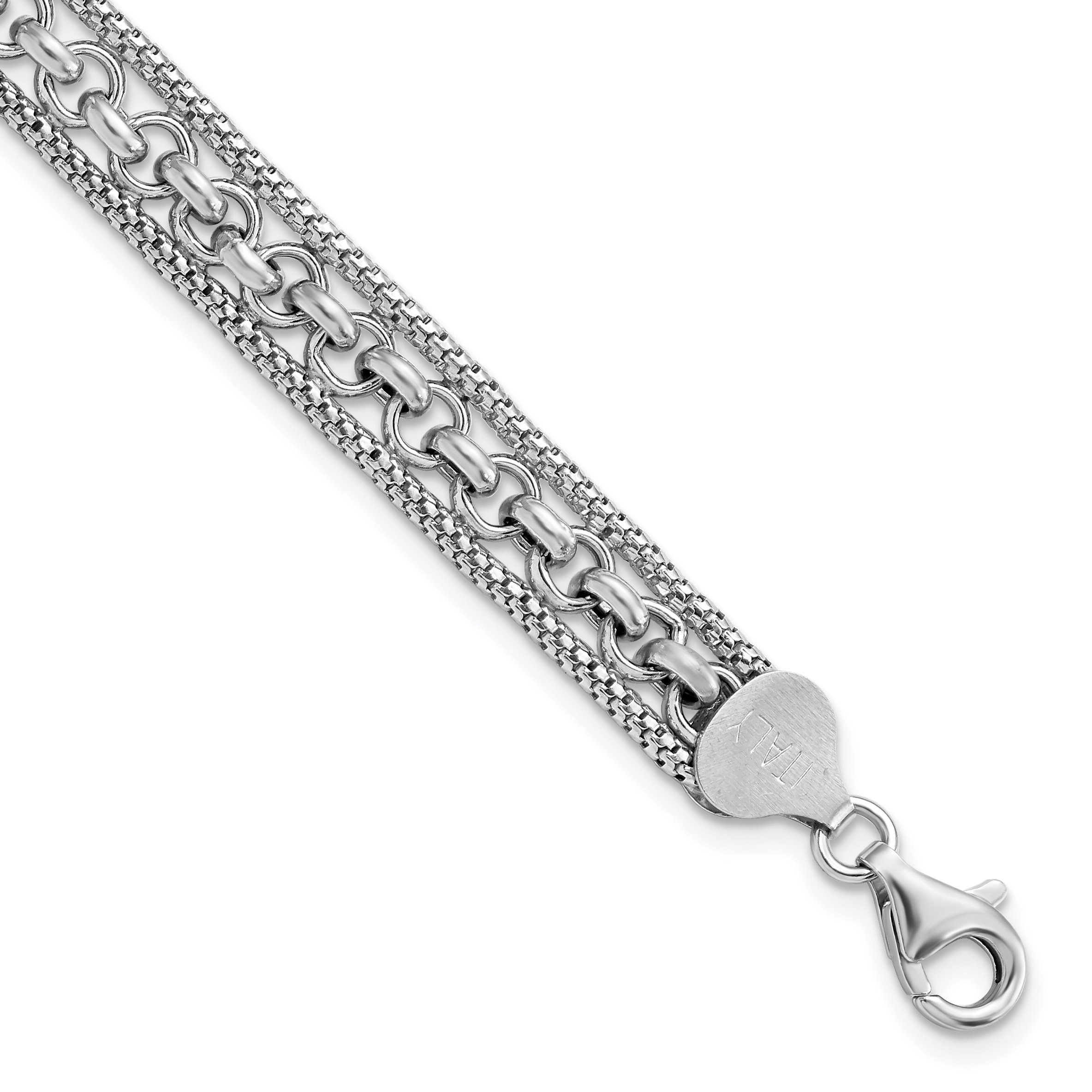 Sterling Silver Rhodium-plated Polished Bracelet (QG5875-7.5)