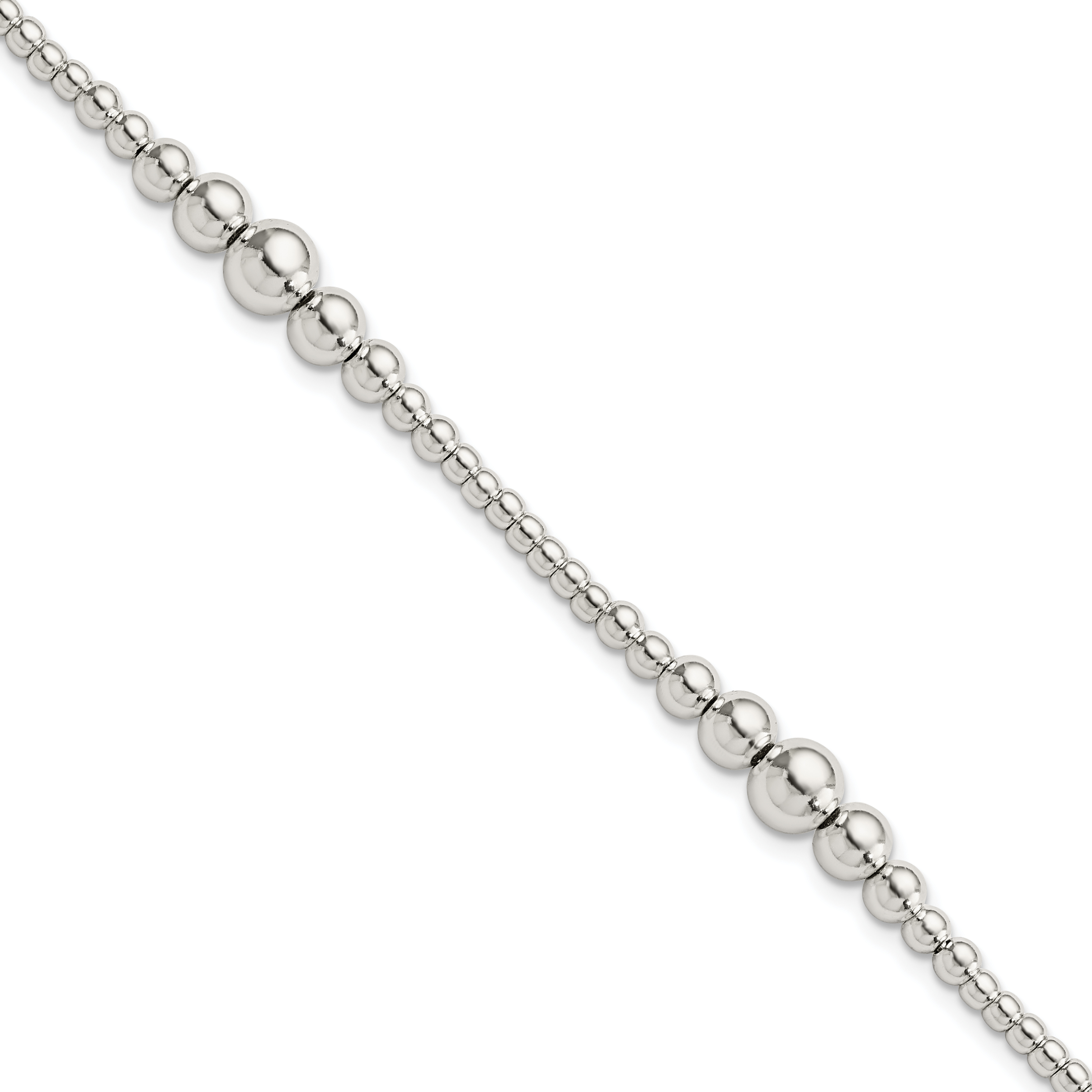 Sterling Silver Round Graduated Beaded Bracelet (QG5887-7.5)