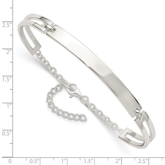 Sterling Silver Polished w/1.25 in ext. Bracelet