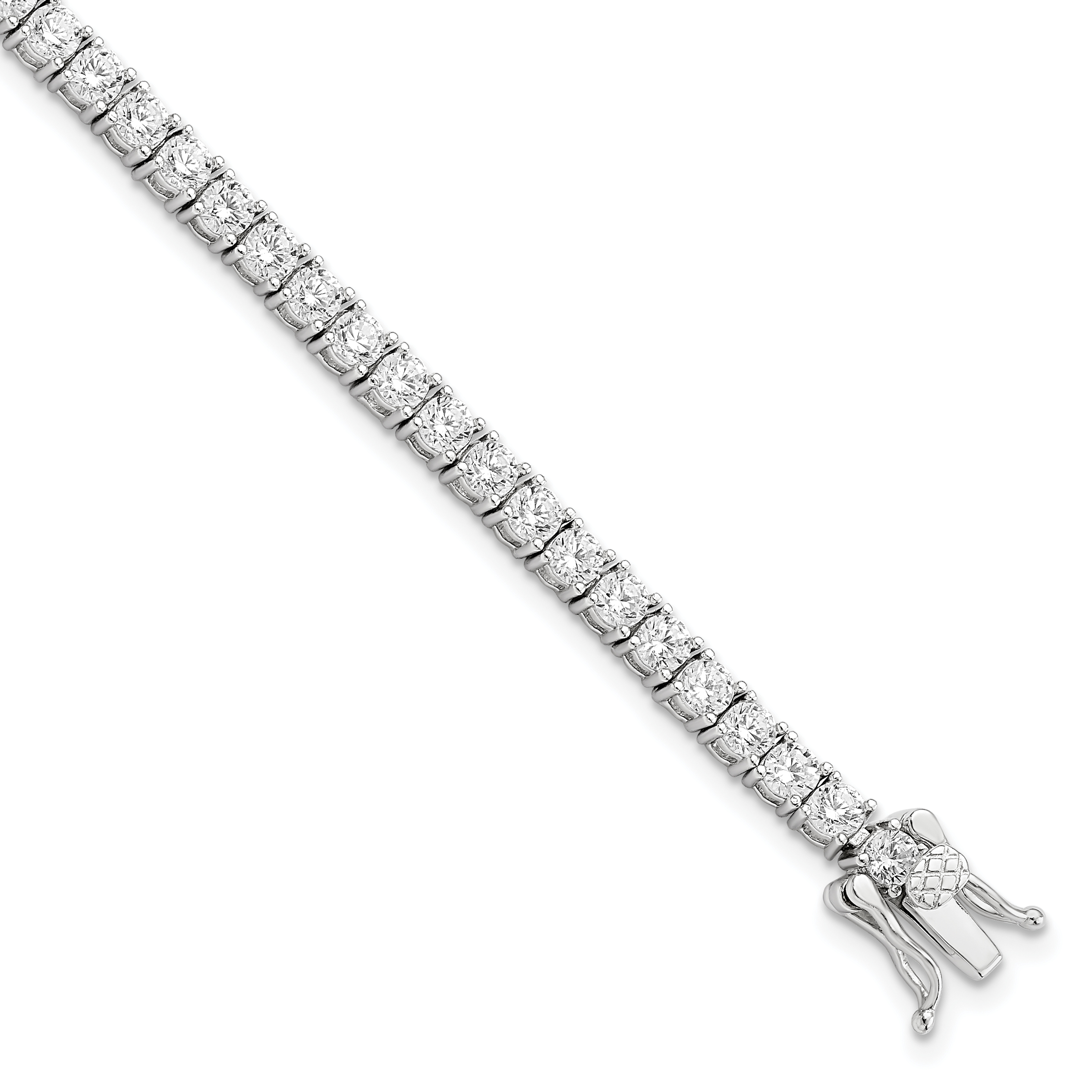 Sterling Silver Rhodium-plated Polished CZ Tennis Bracelet (QG5903-7.5)