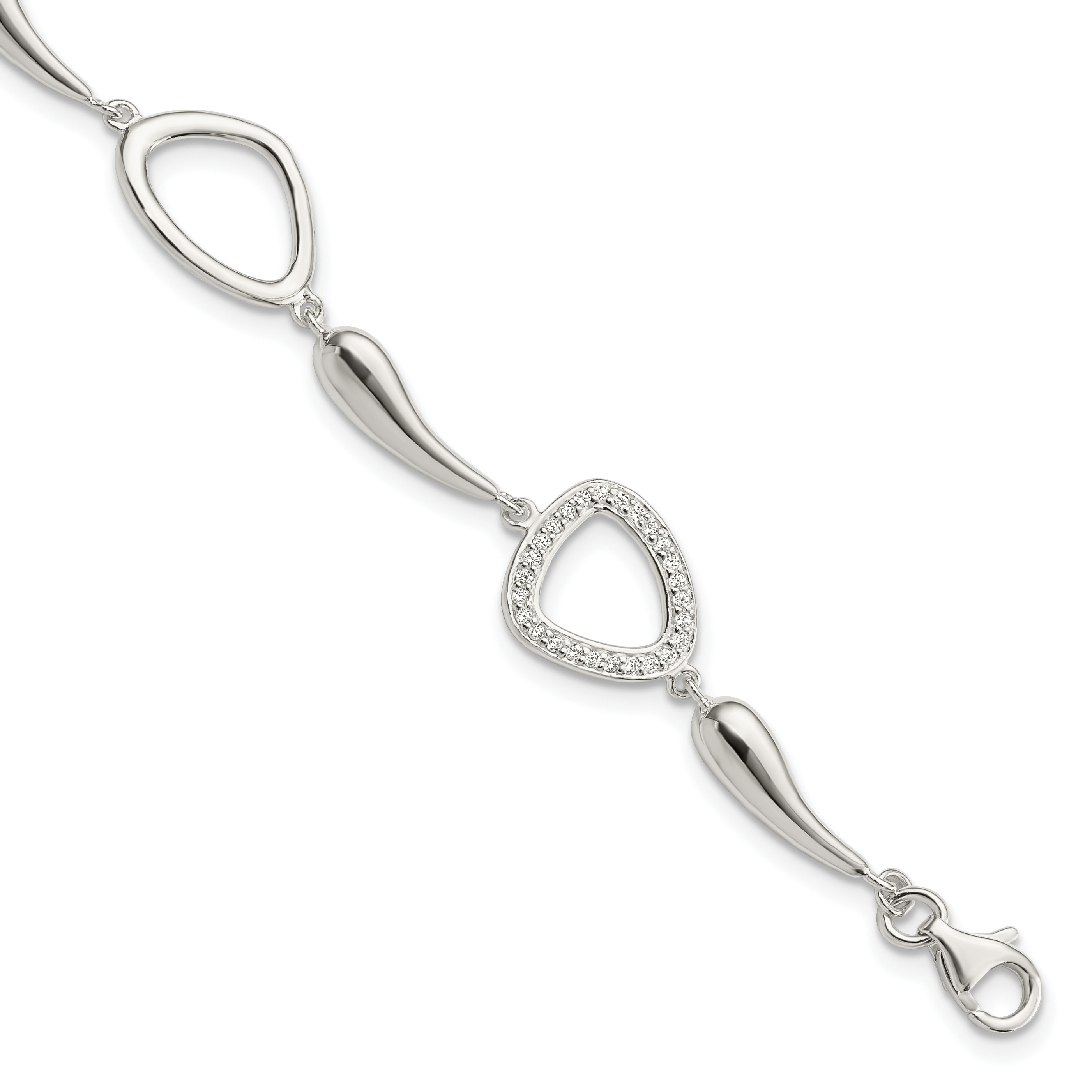 Sterling Silver Polished CZ w/1 in ext. Bracelet (QG5910-6.25)
