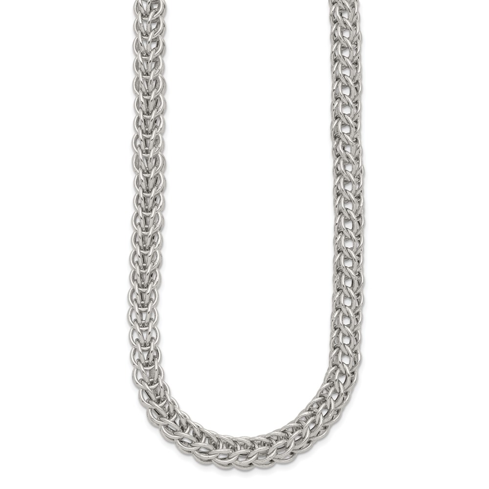 Sterling Silver Polished Fancy Circle Link 18.5in Necklace (QG5961-18.5)