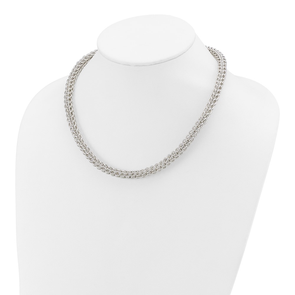 Sterling Silver Polished Fancy Circle Link 18.5in Necklace (QG5961-18.5)