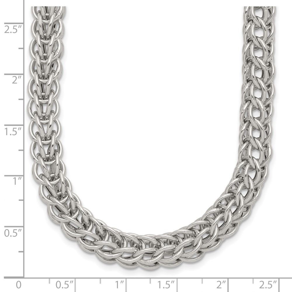 Sterling Silver Polished Fancy Circle Link 18.5in Necklace (QG5961-18.5)