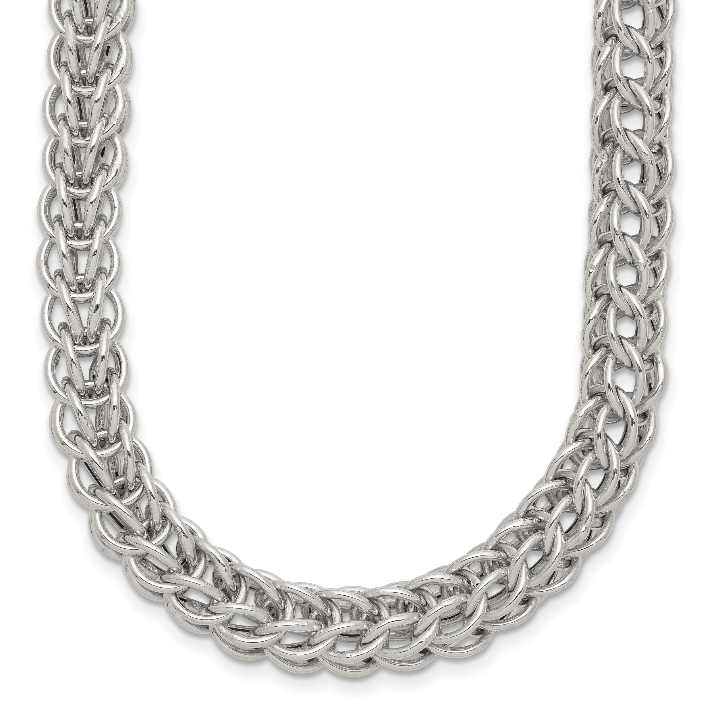 Sterling Silver Polished Fancy Circle Link 18.5in Necklace (QG5961-18.5)