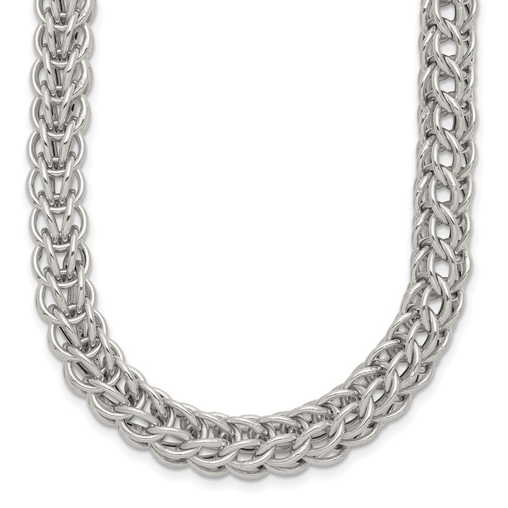 Sterling Silver Polished Fancy Circle Link 18.5in Necklace (QG5961-18.5)