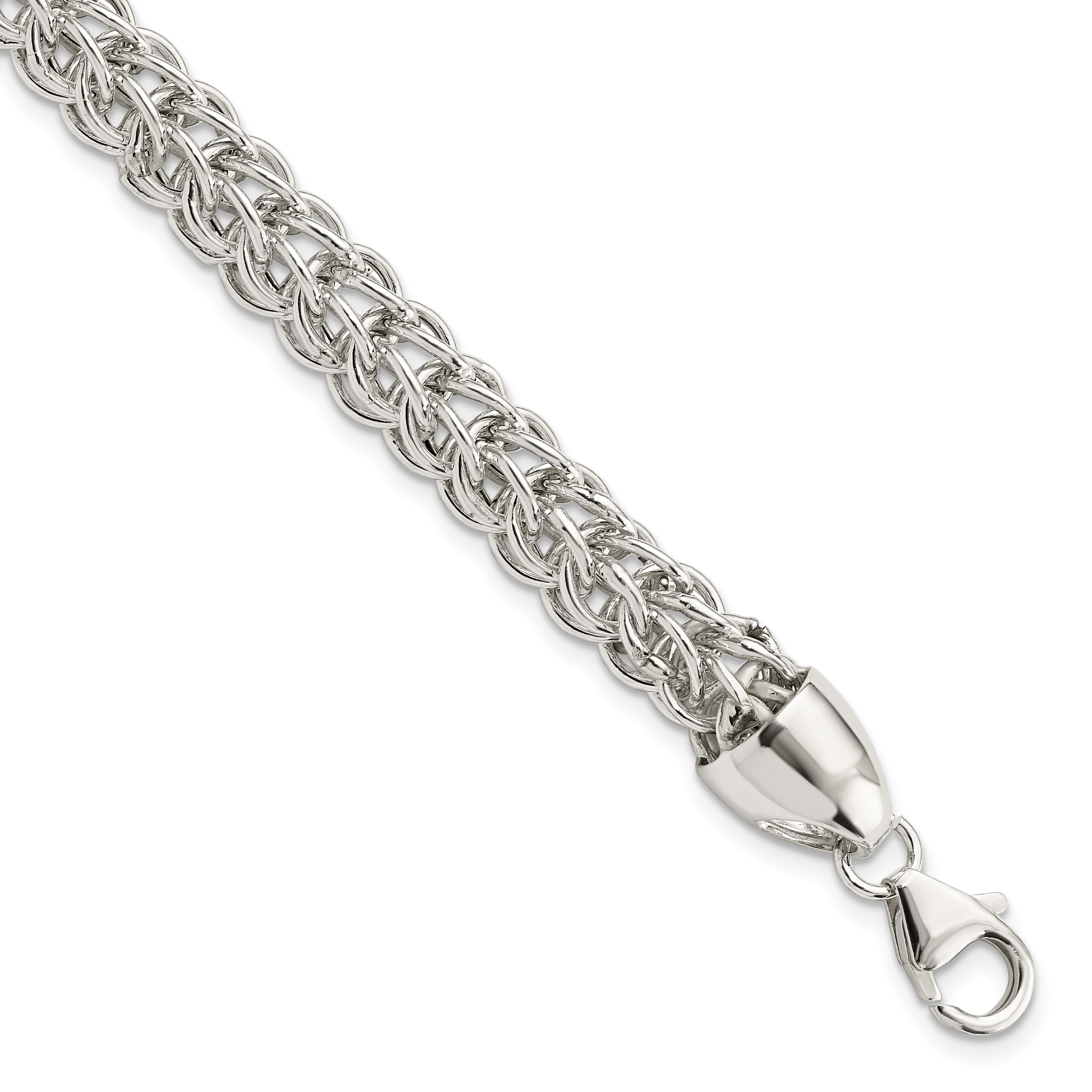 Sterling Silver Polished Fancy Circle Link 7.5in Bracelet (QG5961-7.5)
