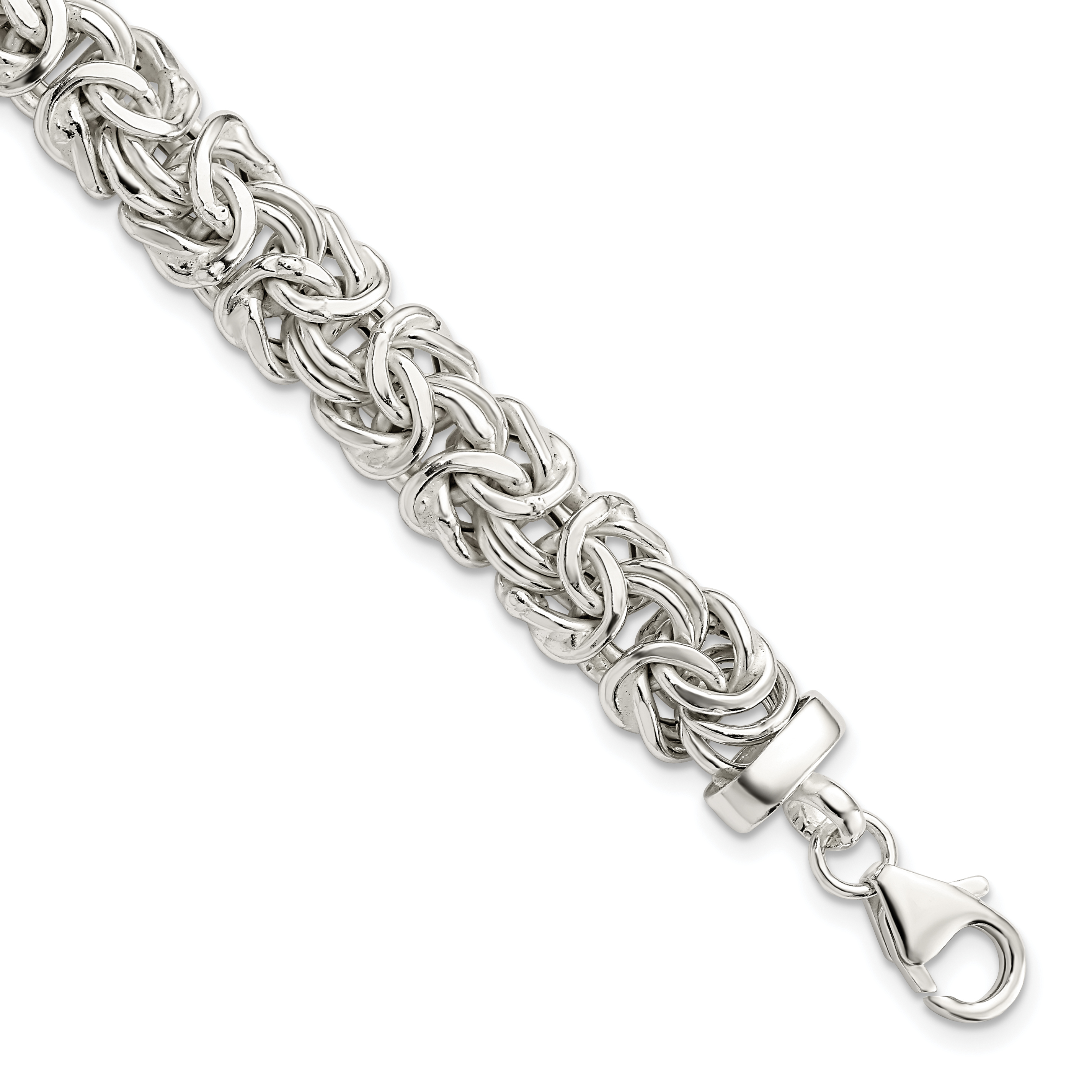 Sterling Silver Polished 9.3mm Flat Byzantine 7in Chain (QG5962-7)