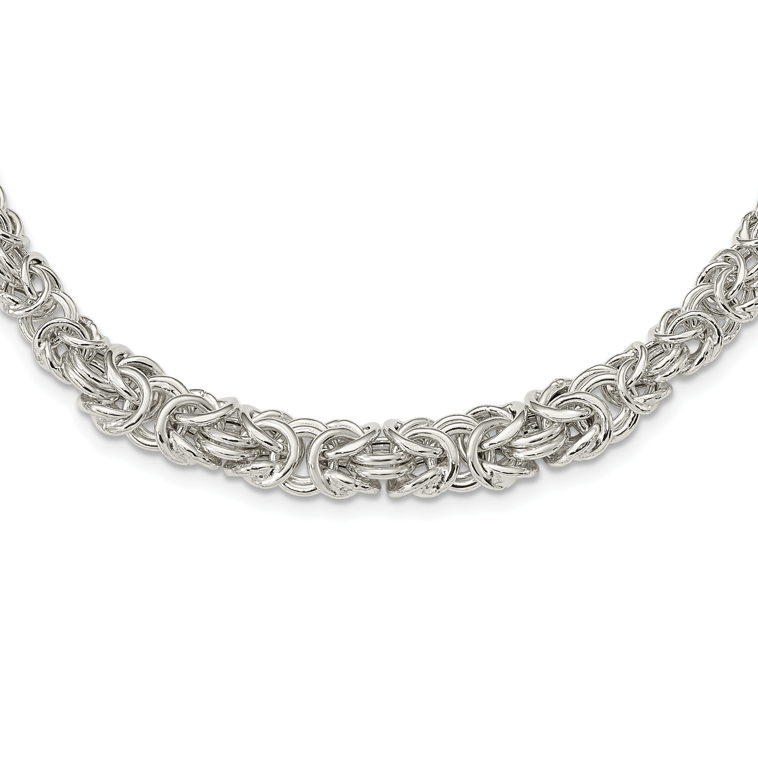 Sterling Silver Polished Byzantine Graduated Link Necklace (QG5963-17)