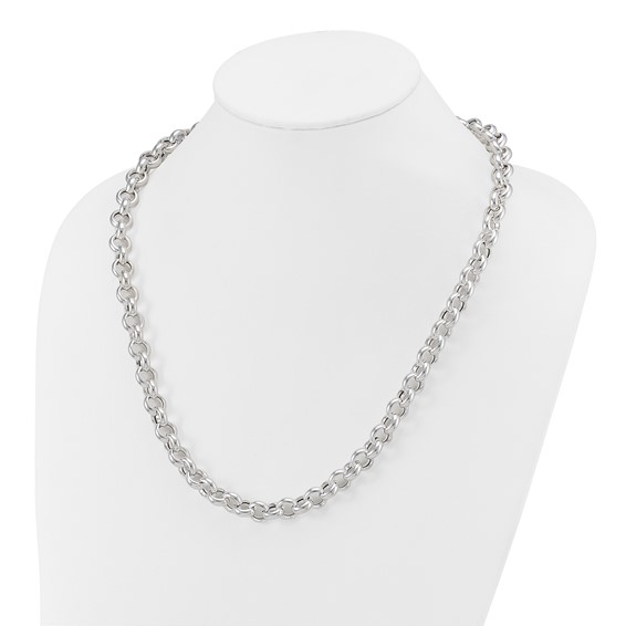 Sterling Silver Polished Fancy Link Necklace