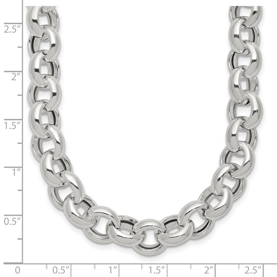 Sterling Silver Polished Fancy Link Necklace