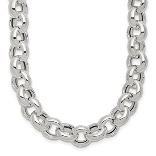 Sterling Silver Polished Fancy Link Necklace