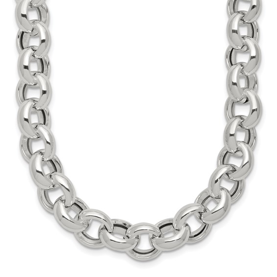 Sterling Silver Polished Fancy Link Necklace