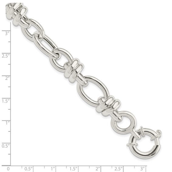 Sterling Silver Polished Fancy Link Bracelet