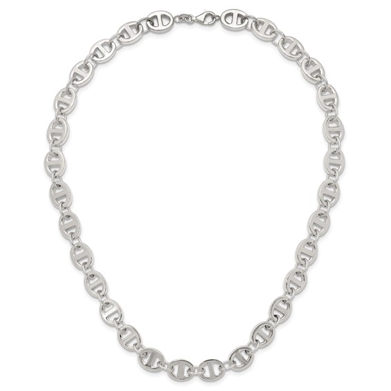 Sterling Silver Polished Fancy Link 18in Necklace