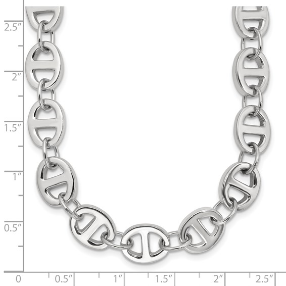 Sterling Silver Polished Fancy Link 18in Necklace
