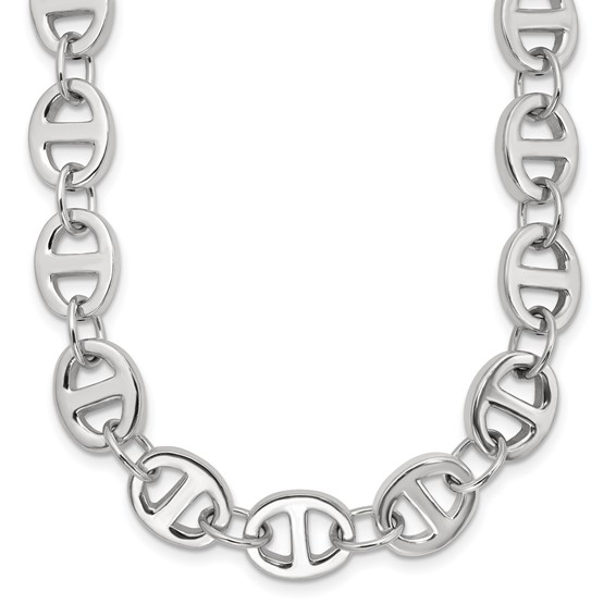 Sterling Silver Polished Fancy Link 18in Necklace