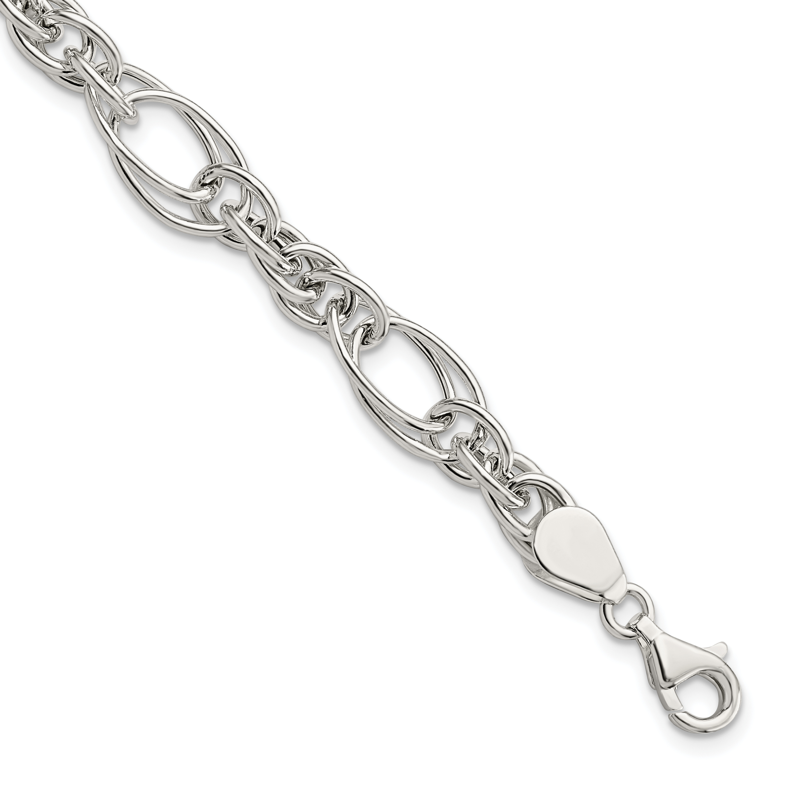Sterling Silver Polished Fancy Link 7in Bracelet (QG5970-7)