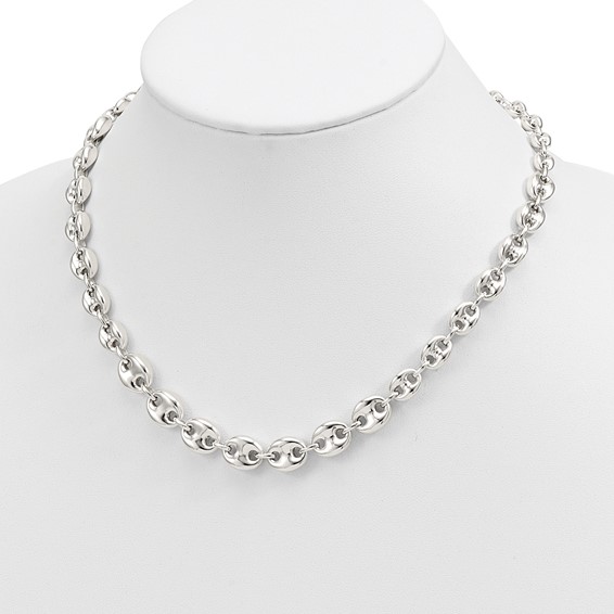 Sterling Silver Polished Fancy Link 18in Necklace