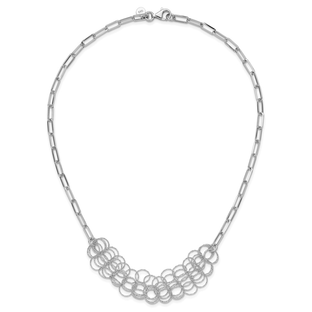 Sterling Silver Rhodium-plated Polished/Textured Circles Necklace (QG5974-20)