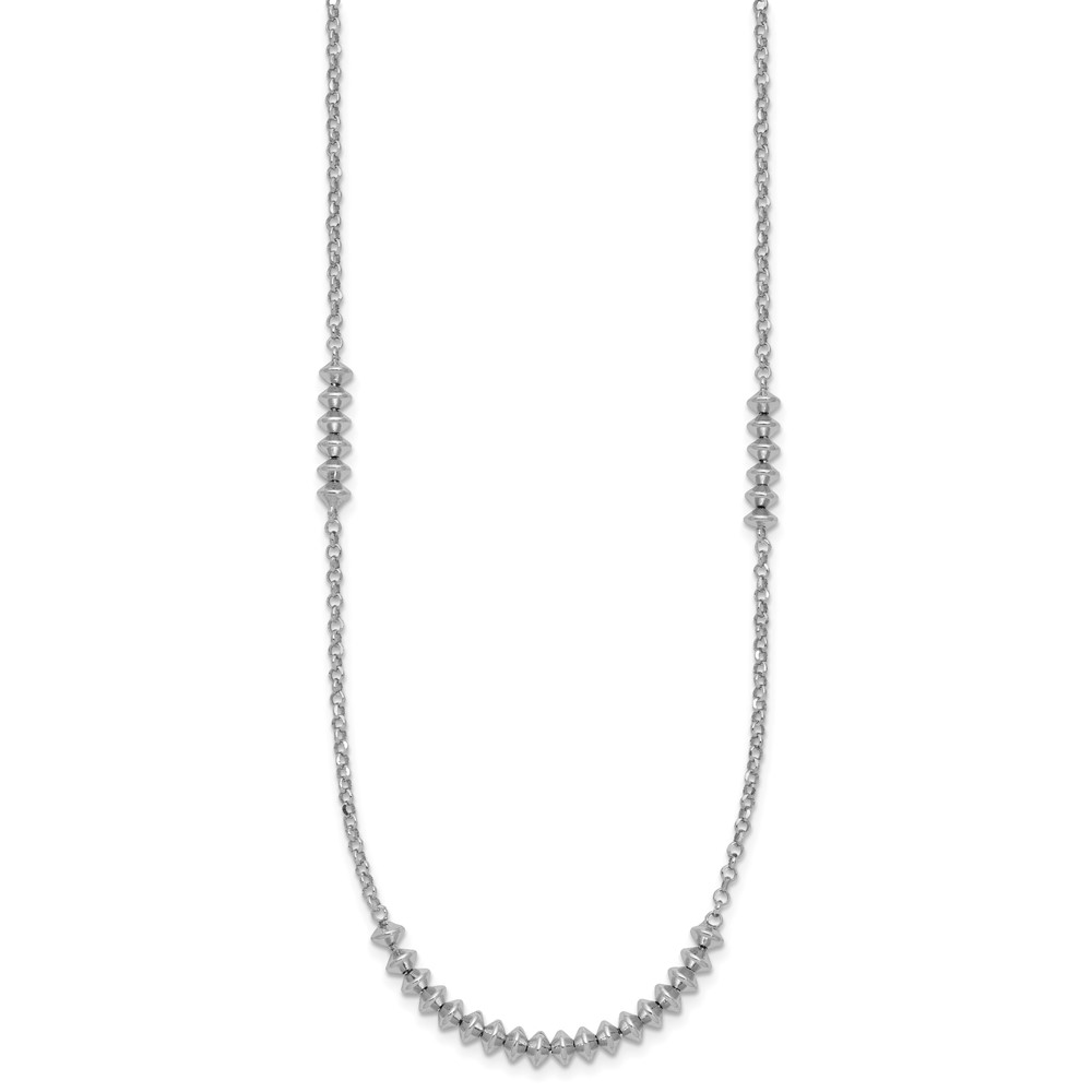 Sterling Silver Rhodium-plated Polished Beaded w/ 2in ext. Necklace (QG5975-18)
