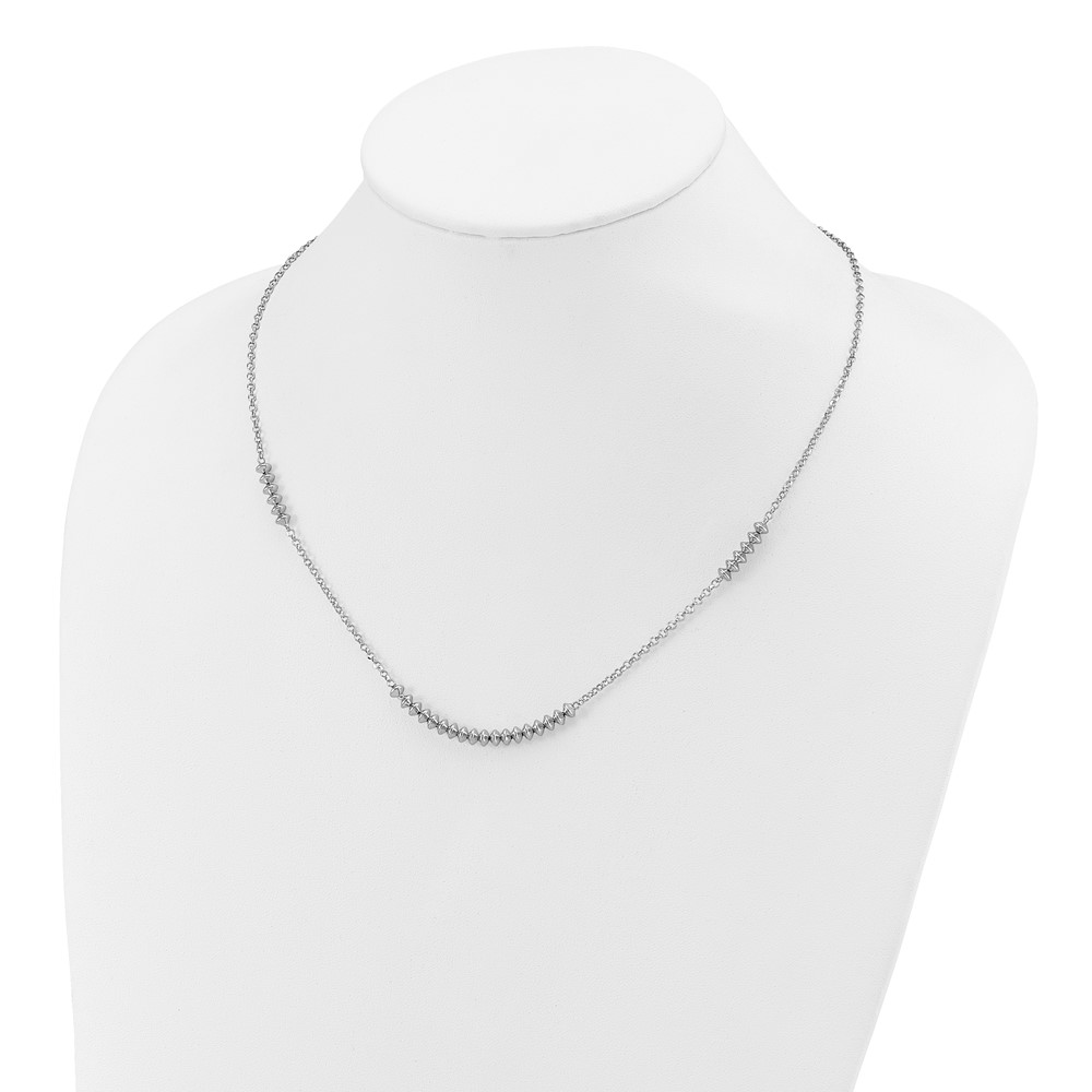 Sterling Silver Rhodium-plated Polished Beaded w/ 2in ext. Necklace (QG5975-18)