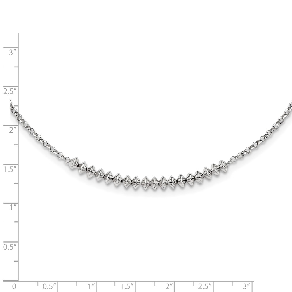 Sterling Silver Rhodium-plated Polished Beaded w/ 2in ext. Necklace (QG5975-18)