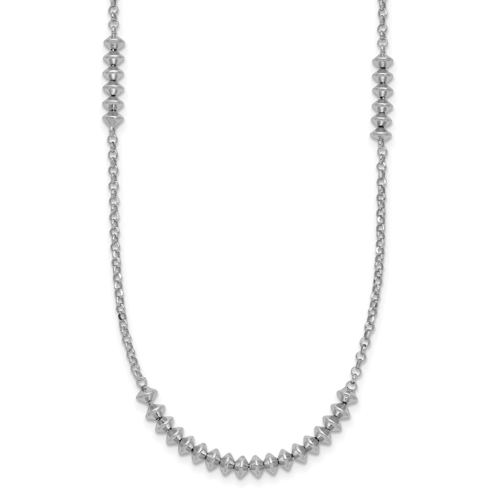 Sterling Silver Rhodium-plated Polished Beaded w/ 2in ext. Necklace (QG5975-18)