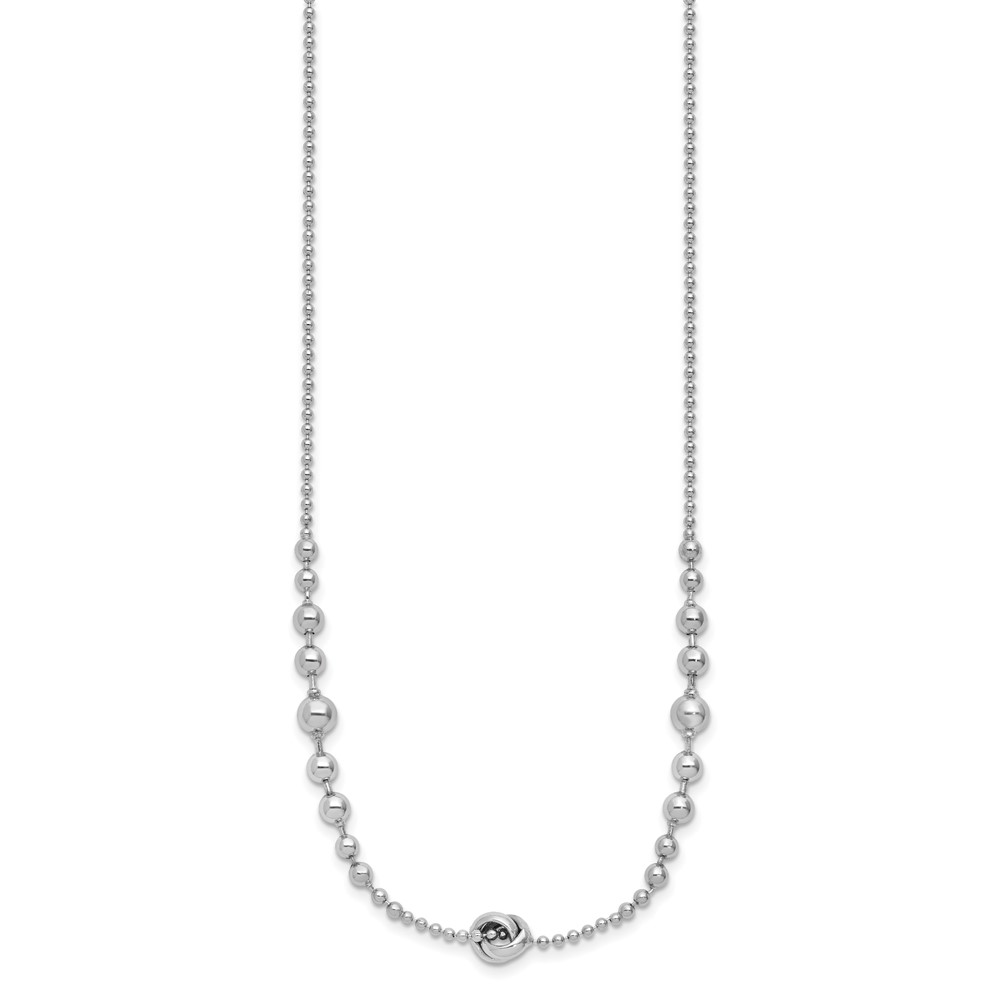 Sterling Silver Rhodium-plated Polished Beaded w/ 2.5in ext. Necklace (QG5977-17.5)