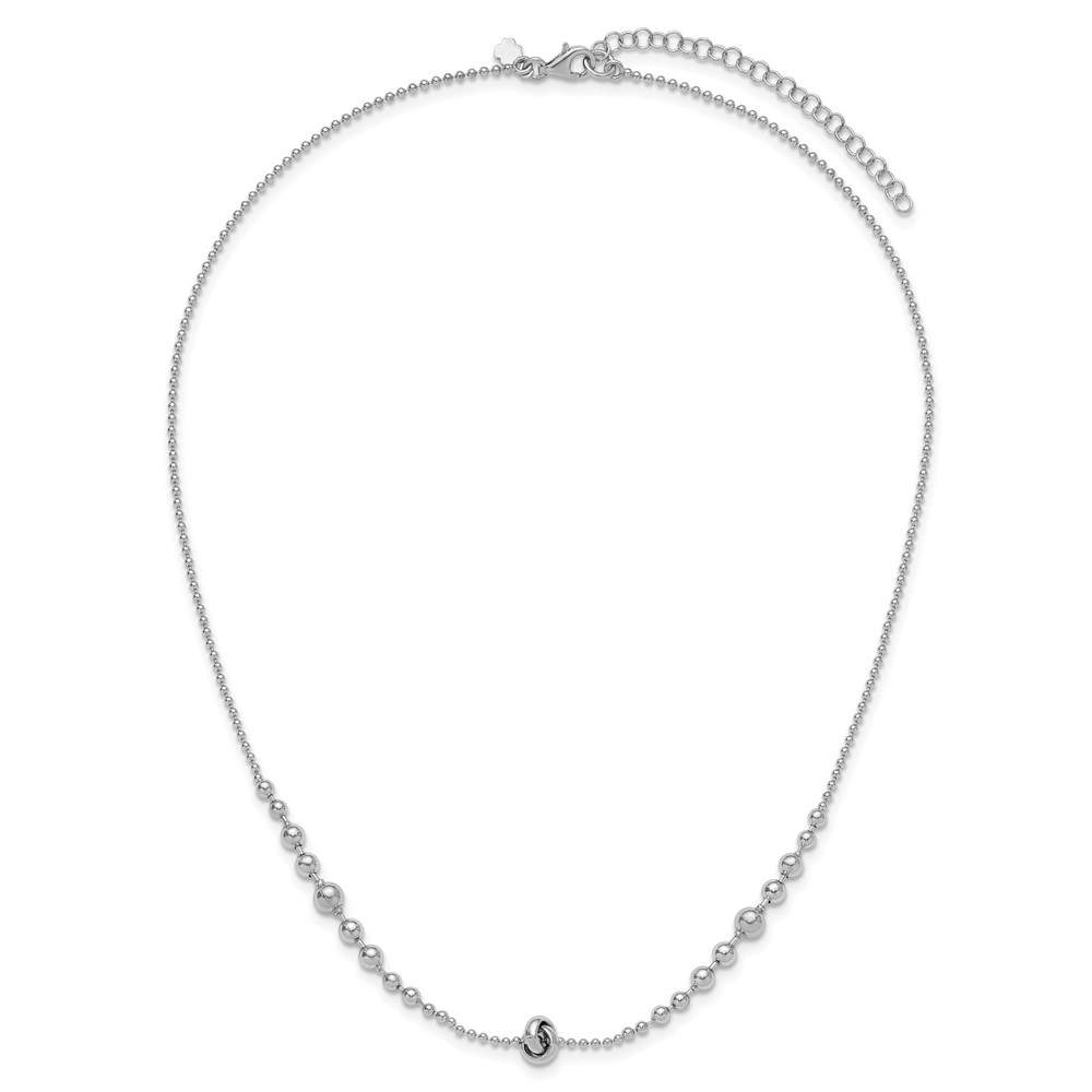 Sterling Silver Rhodium-plated Polished Beaded w/ 2.5in ext. Necklace (QG5977-17.5)