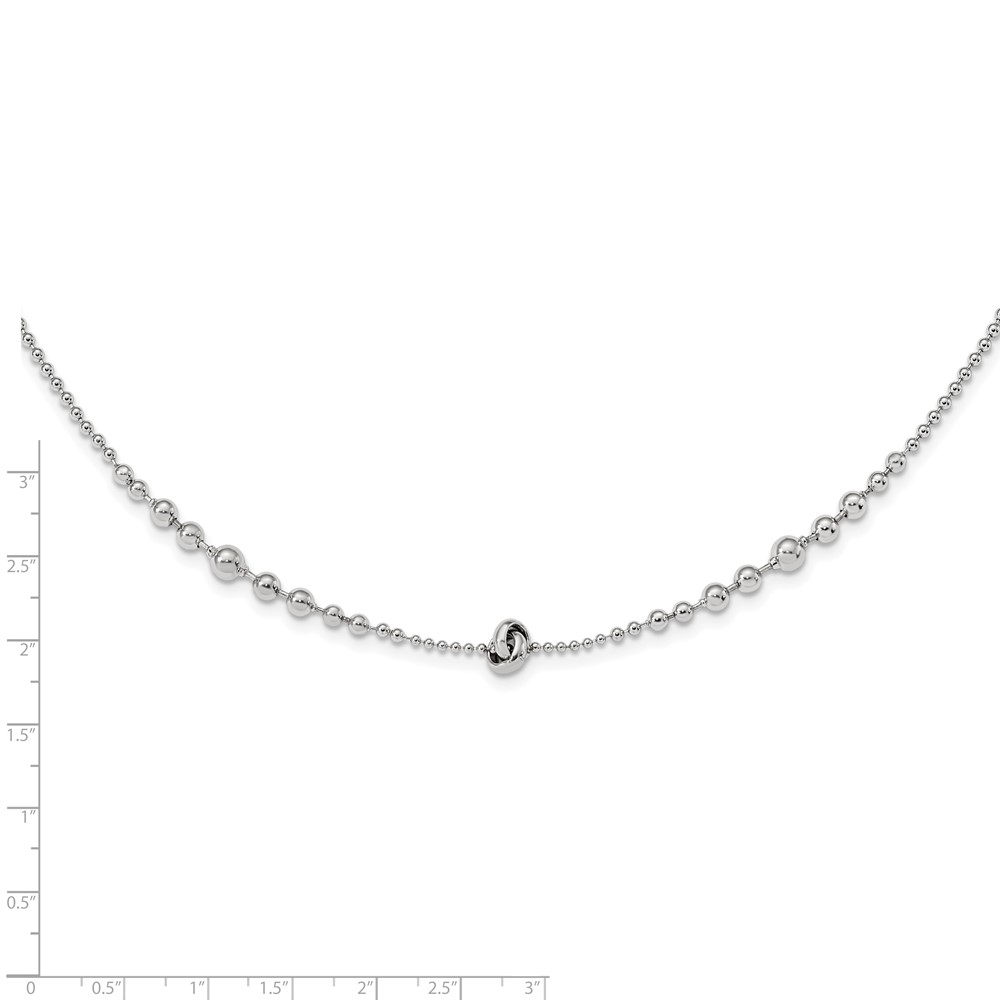Sterling Silver Rhodium-plated Polished Beaded w/ 2.5in ext. Necklace (QG5977-17.5)