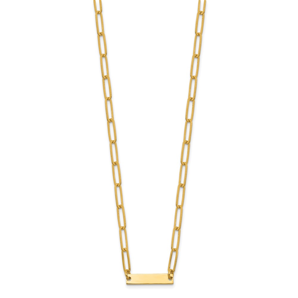 Sterling Silver Gold-plated Polished Bar Necklace w/ 2in ext. Necklace (QG5983-17)