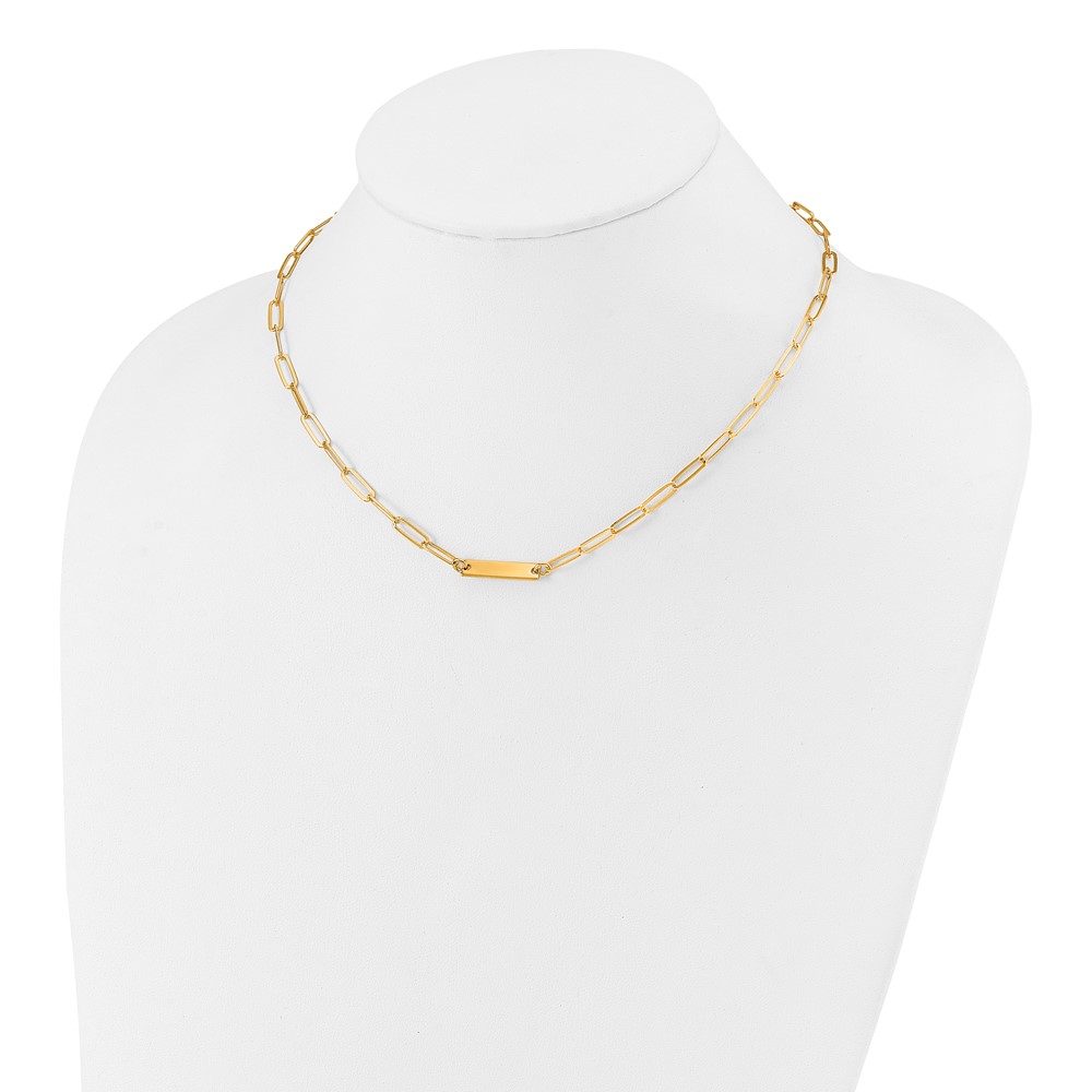 Sterling Silver Gold-plated Polished Bar Necklace w/ 2in ext. Necklace (QG5983-17)
