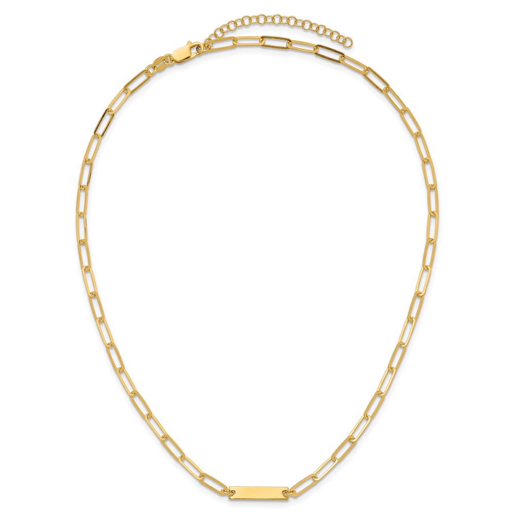 Sterling Silver Gold-plated Polished Bar Necklace w/ 2in ext. Necklace (QG5983-17)