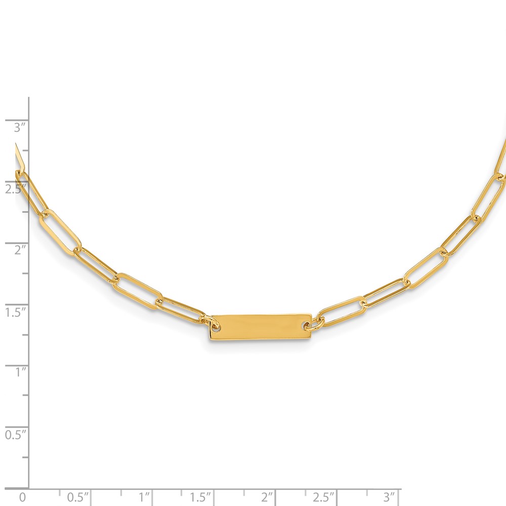 Sterling Silver Gold-plated Polished Bar Necklace w/ 2in ext. Necklace (QG5983-17)