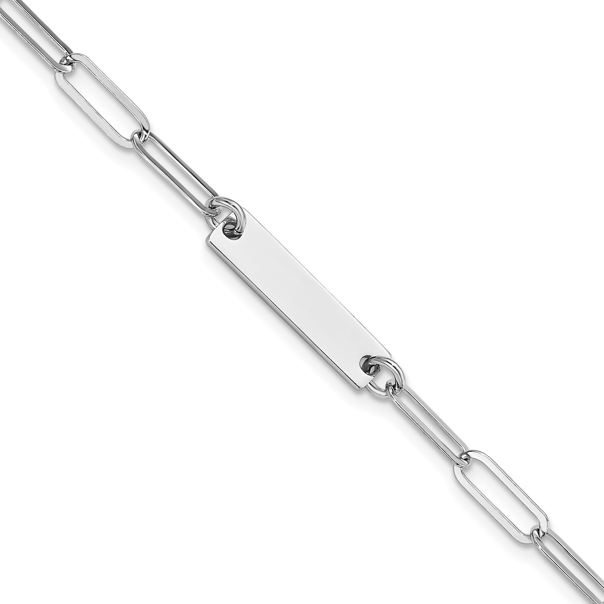 Sterling Silver Rhodium-plated Polished Bar w/ 1in ext. Bracelet (QG5983-7)