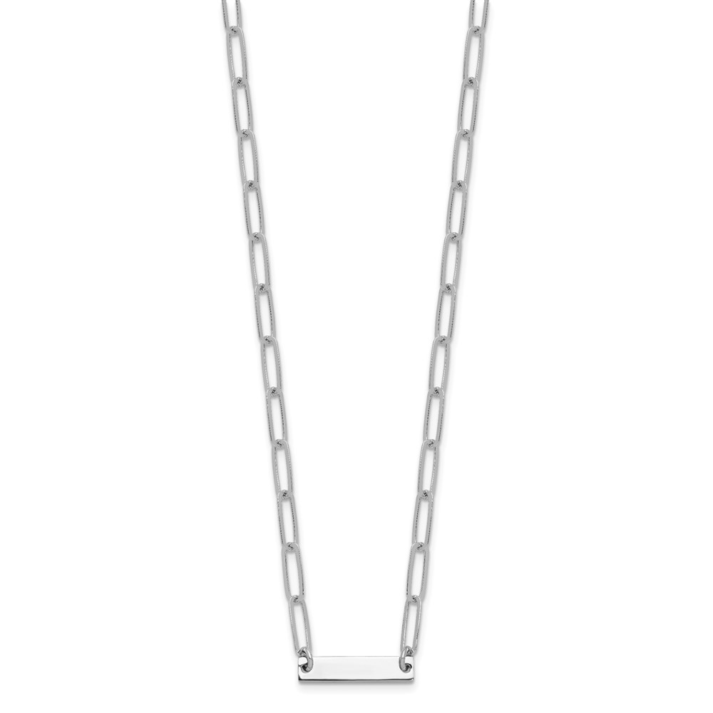 Sterling Silver Rhodium-plated Polished Bar w/ 2in ext. Necklace (QG5984-17)