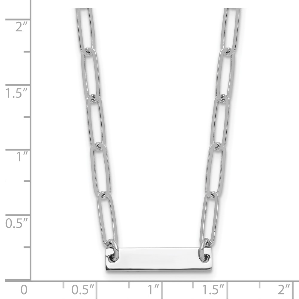 Sterling Silver Rhodium-plated Polished Bar w/ 2in ext. Necklace (QG5984-17)