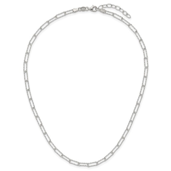 Sterling Silver D/C Fancy Open Link w/1.5 in ext. Necklace