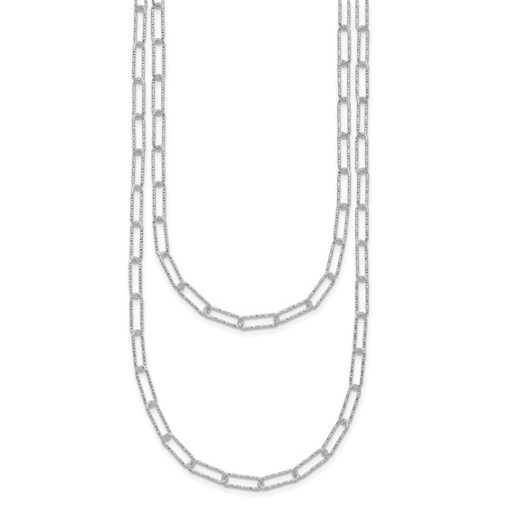 Sterling Silver Two D/C Fancy Link w/1.25 in ext. Necklace