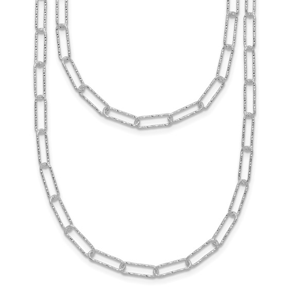 Sterling Silver Two D/C Fancy Link w/1.25 in ext. Necklace